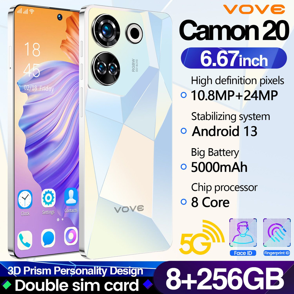 vove Смартфон Camon 20-L CN 6/256 ГБ, белый