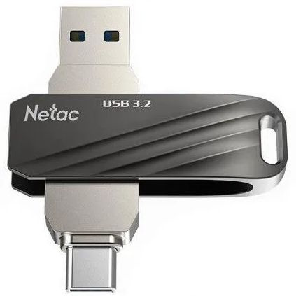 Netac USB-флеш-накопитель USB 3.0+TypeC FlashDrive NT03US11C-256G-32BK, 256GB, серебристо-черный  #1