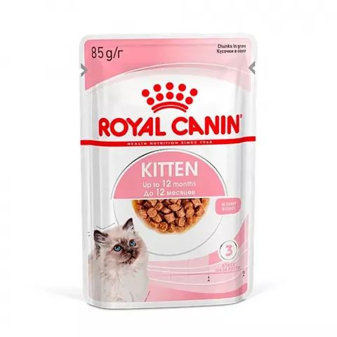 12 шт Royal Canin Kitten Влажный корм (пауч) для котят от 4 до 12 месяцев, кусочки в соусе, 85 гр.  #1