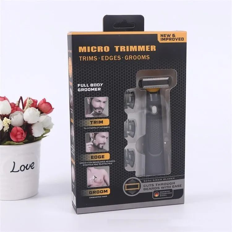 Портативный микро триммер для ухода за бородой и усами Micro trimmer (3 насадки)  #1