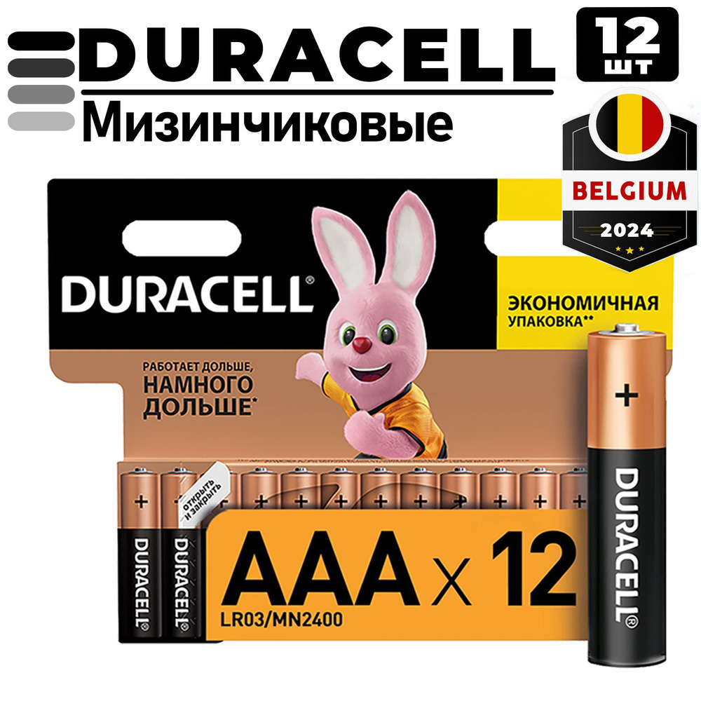 Duracell Батарейка AAA, L (щелочной) тип, 12 шт #1