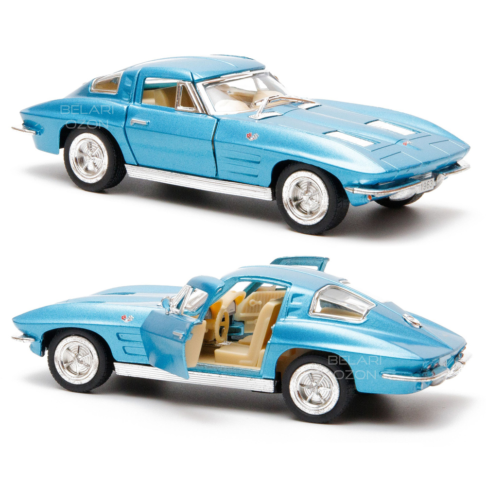 Машинка металлическая Kinsmart 1:36 1963 Corvette Sting Ray (Шевроле Корвет Стинг Рей) KT5358D инерционная, #1