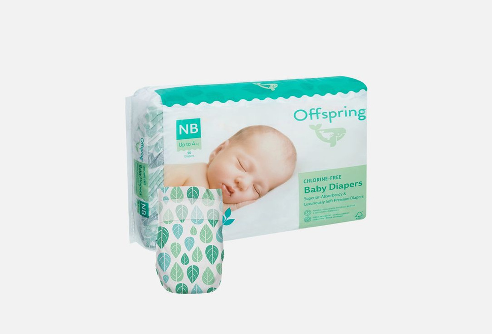 Подгузники Offspring 2-4 кг, листочки, 56 мл - купить с доставкой по ...