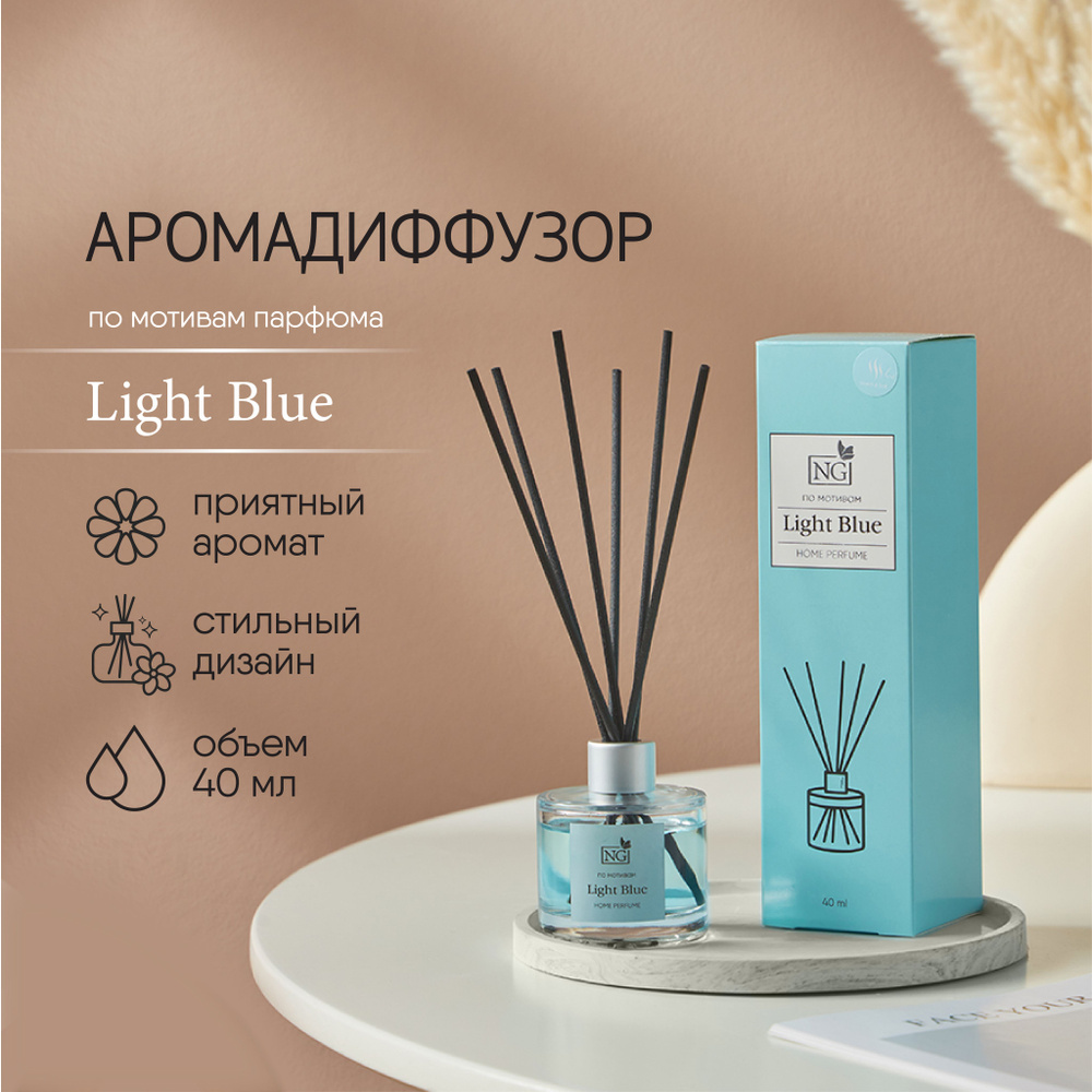 Ароматизатор диффузор с палочками NEW GALAXY Home Perfume, аромат Light blue, 40 мл  #1