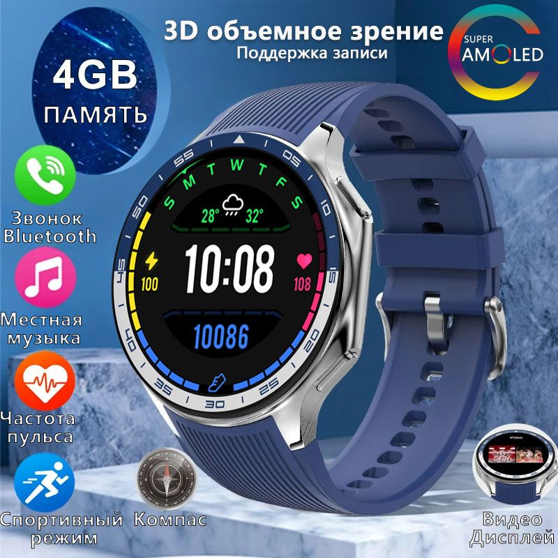 SACOSDING Умные часы B-3D SMART WATCH-DT Watch X, 47mm, Синий силикон #1