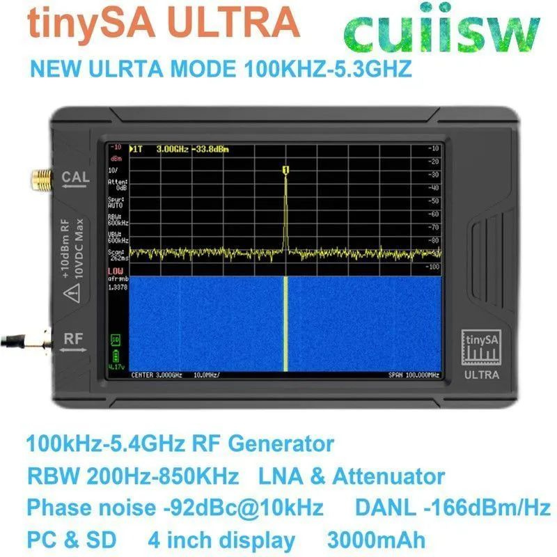 Портативный крошечный анализатор спектра TinySA ULTRA с 4-дюймовым дисплеем, радиочастотным генератором #1