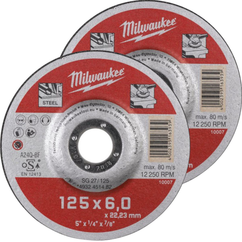 125х6х22,2 Шлифовальный диск по металлу Milwaukee SG27 (2 шт) PRO+ #1