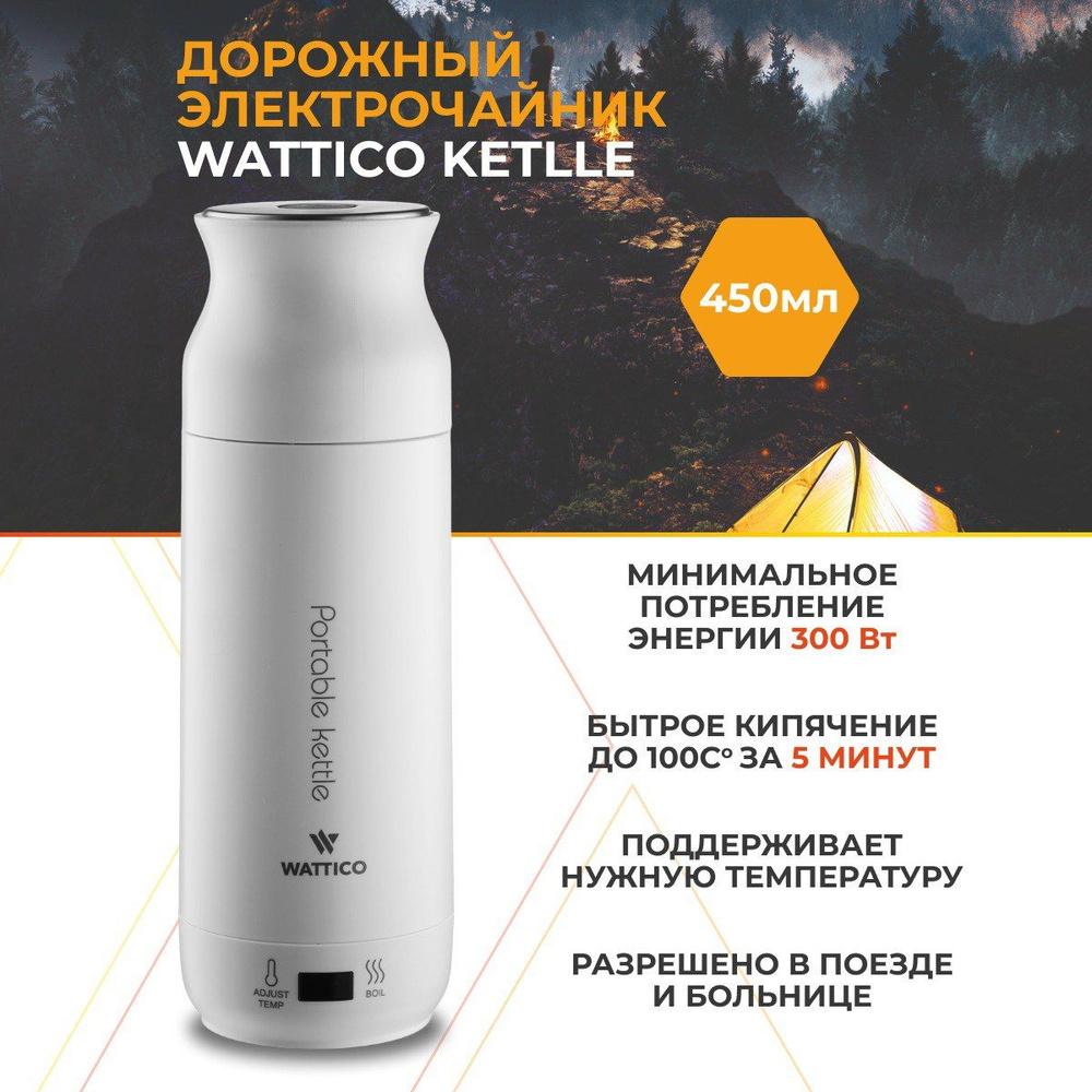 Мини чайник электрический маленький белый Wattico Kettle 0,45 л в ...