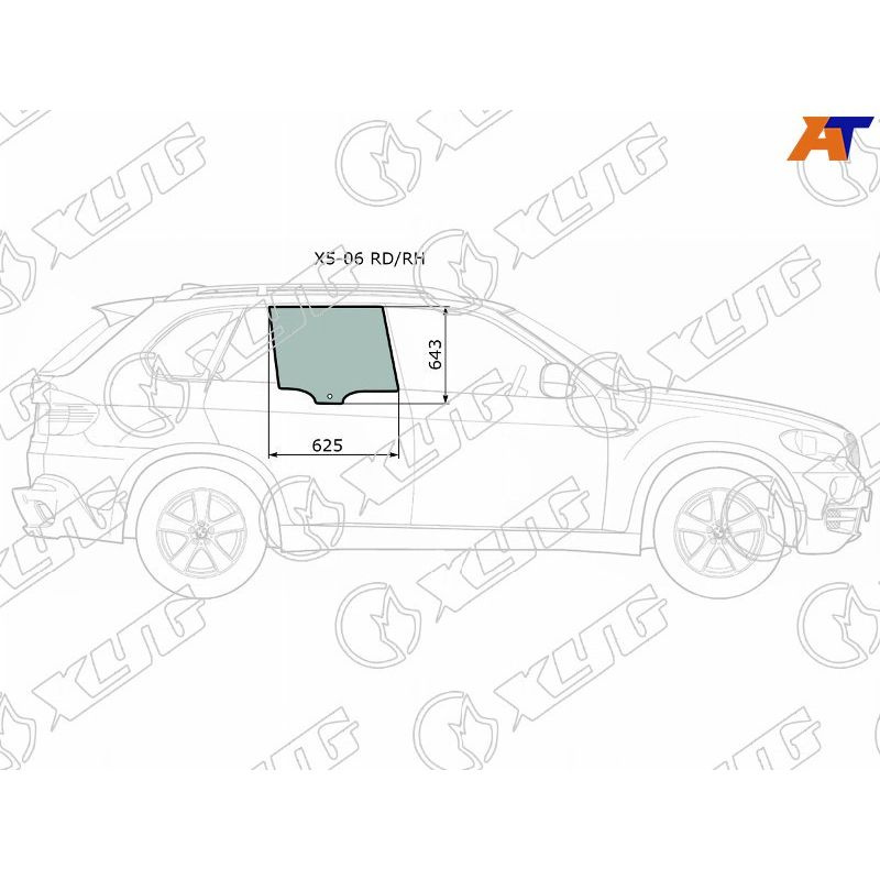 Стекло форточки (Сзади/ Слева/ Цвет зеленый) BMW X5 06-13