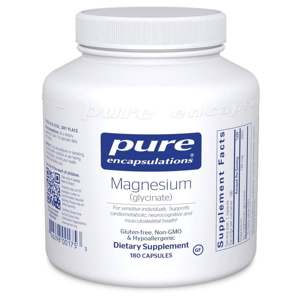 Pure Encapsulations, Магний глицинат, Magnesium Glycinate, 120 мг, 180 ...