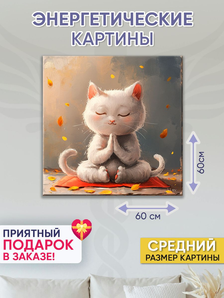 Картина для интерьера Точка Силы "Кот Будда" 60х60 см #1