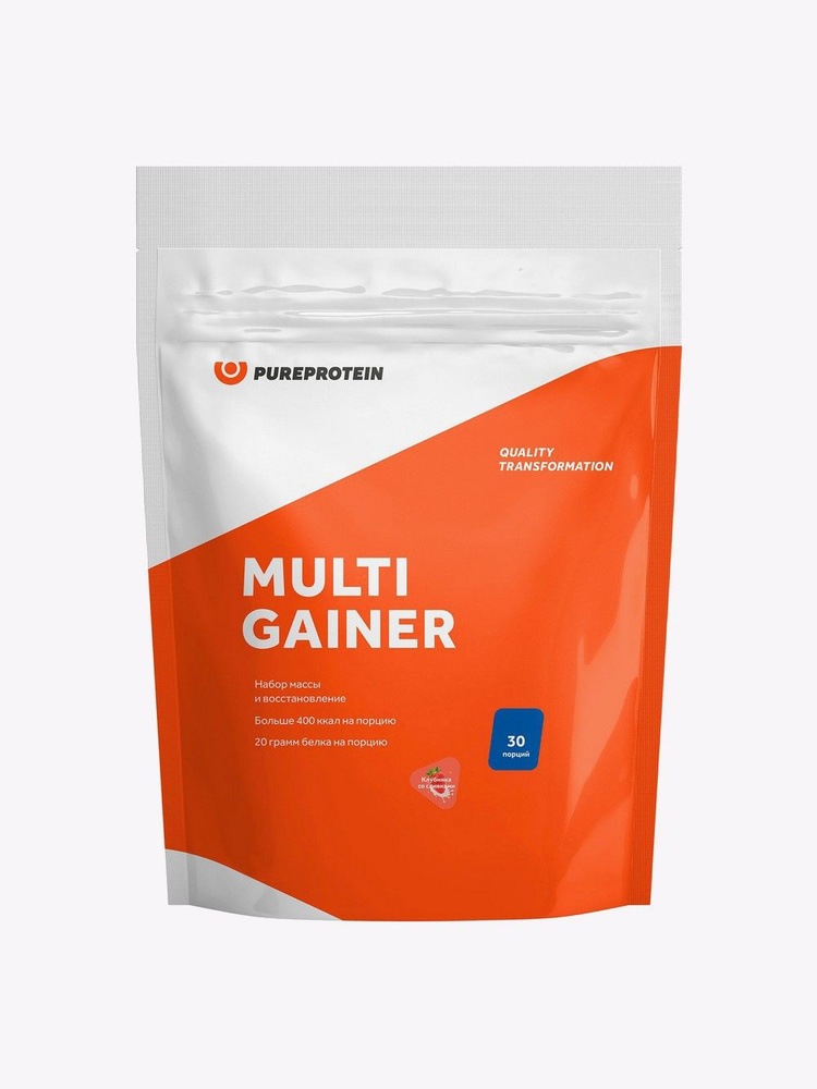 Pure Protein Мультикомпонентный гейнер Клубника со сливками, 3000 г ...