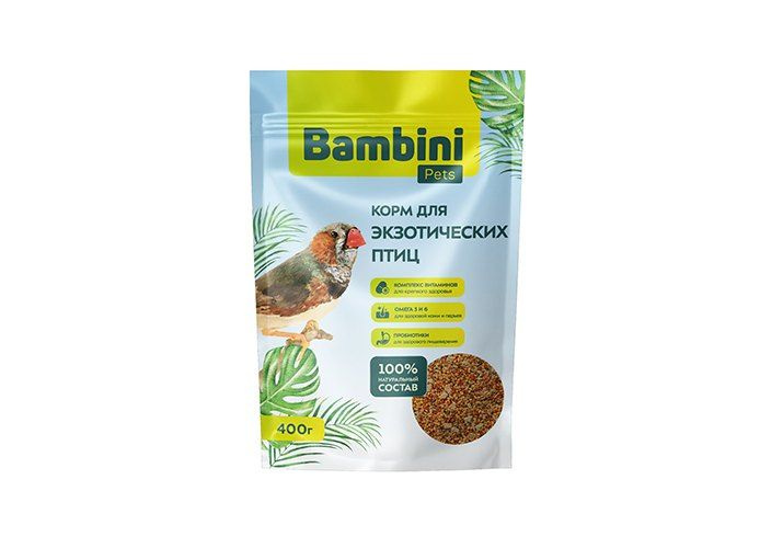 Bambini Pets / Корм сухой Бамбини Петс для экзотических птиц, 400 г  #1