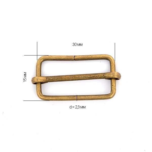 Шлевка металлическая TBY 30х15х2,3 мм цвет античная бронза, упаковка 500 шт  #1