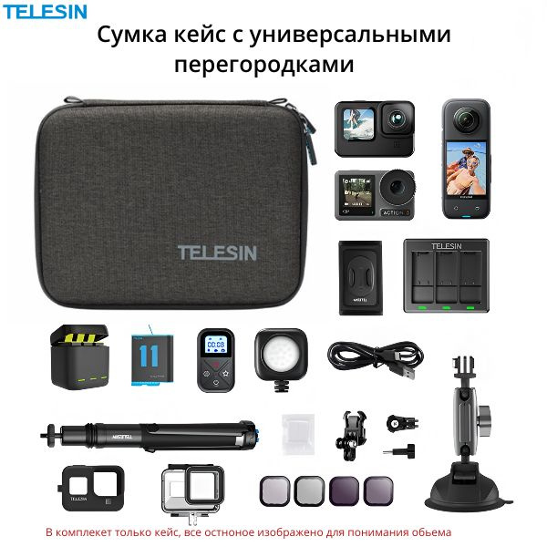 TELESIN Сумка кейс с универсальными перегородками GoPro/Insta360/DJI  #1