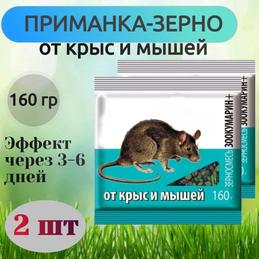 Приманка-зерно от крыс и мышей, 2 упаковки по 160 гр - для использования в жилищах, садовых домиках и #1