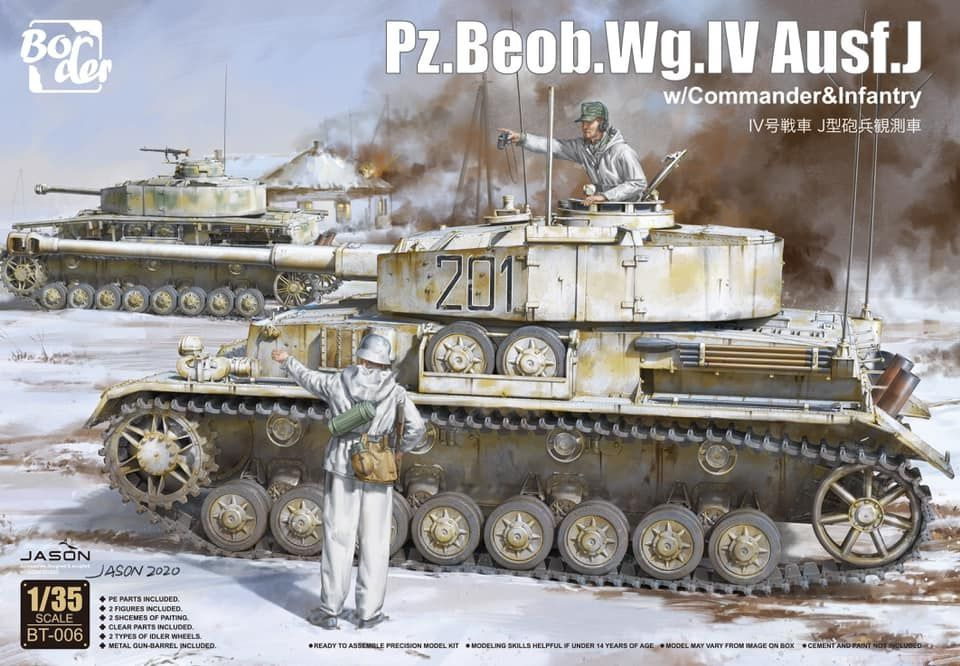 BT-006 Border Model 1/35 Немецкий танк Pz.Beob.Wg. IV Ausf. J с командиром и пехота  #1