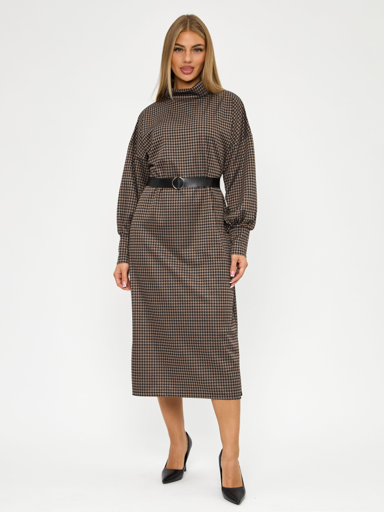 Платье Женский AFRI коричневый платье-водолазка Повседневный Длинный ...