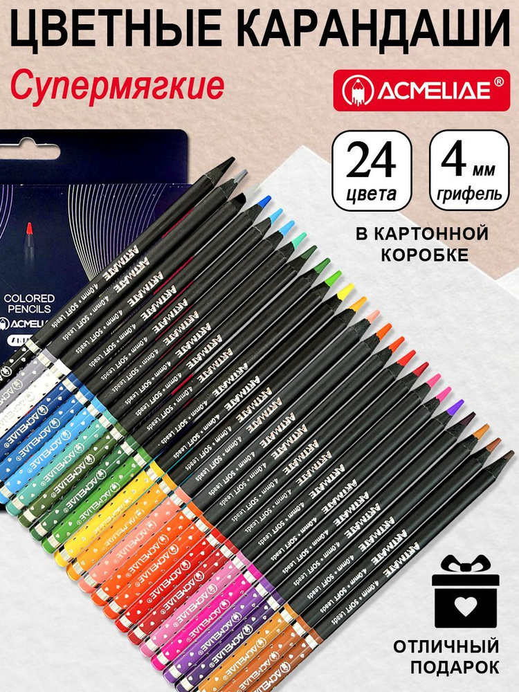 Набор цветных карандашей ACMELIAE Blackwood Artmate 24 цвета, в картонном футляре #1