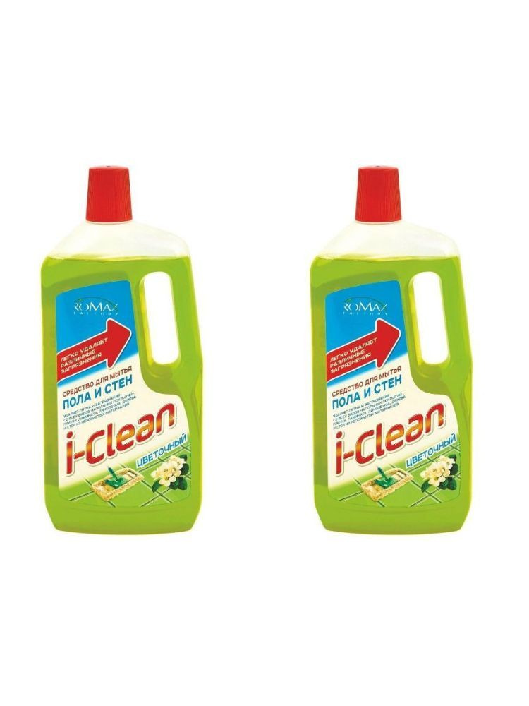 ROMAX I-Clean Средство для мытья пола и стен ЦВЕТОЧНЫЙ, 1л ,2 шт/  #1