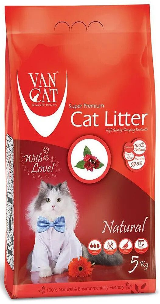 Van Cat Natural 10 кг комкующийся наполнитель для кошачьих туалетов 100 % натуральный, без пыли  #1