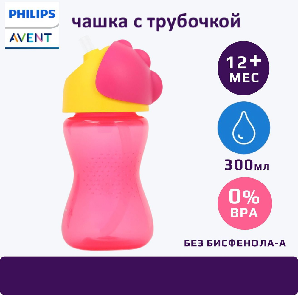 Детский поильник с ручками и трубочкой Philips Avent SCF798/02 300 мл, для детей с 12 месяцев, с защитной #1