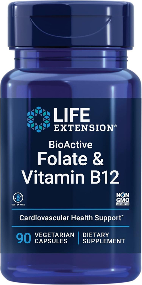 Life Extension Биоактивные Фолиевая кислота & Витамин B12 90 капсул  #1