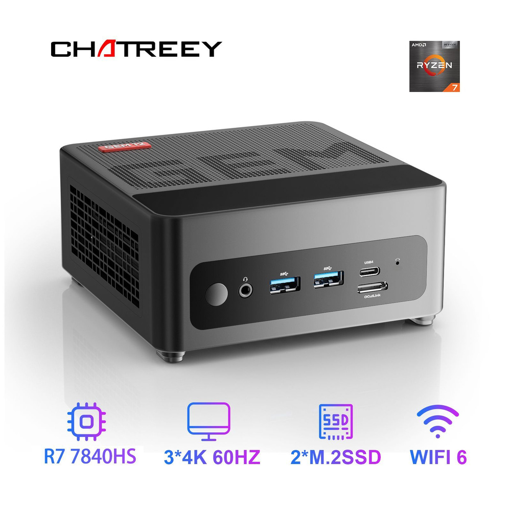 Chatreey Мини-ПК GEM (AMD Ryzen 9 6900HX, RAM 32 ГБ, SSD 1000 ГБ, AMD Radeon 680M, Windows 11 Pro)  #1