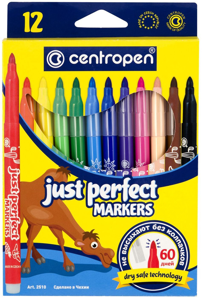 Фломастеры стираемые 12 шт Centropen PERFECT, водные #1