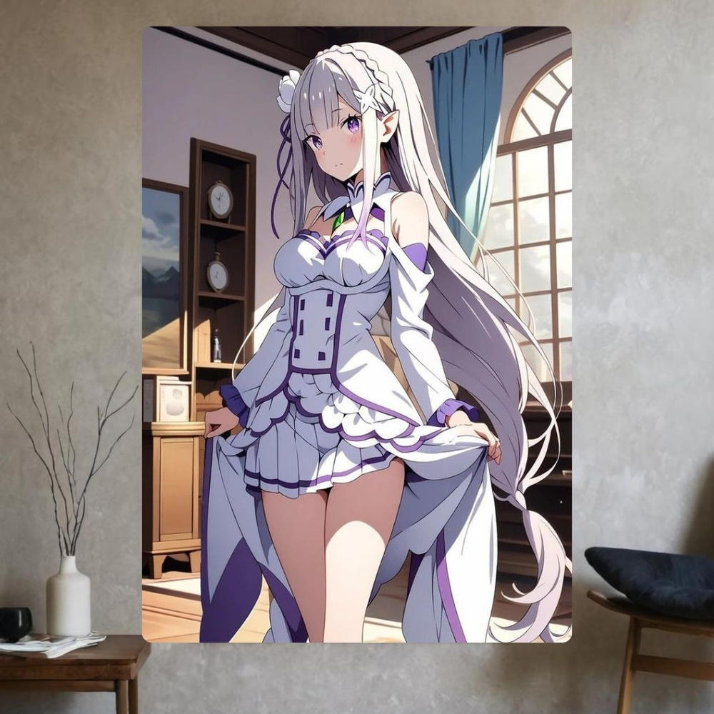 Картина на металле (аниме - Re: Zero) Эмилия, 20*30 см #1