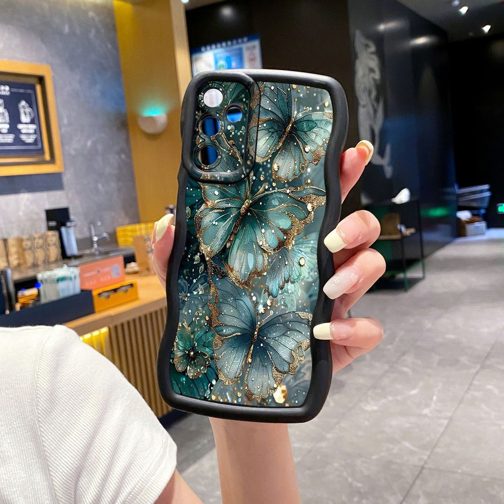 Чехол на Самсунг галакси Samsung A55 Джадет Роуз баттерфляй Корпус телефона с волновой рамкой защищен #1