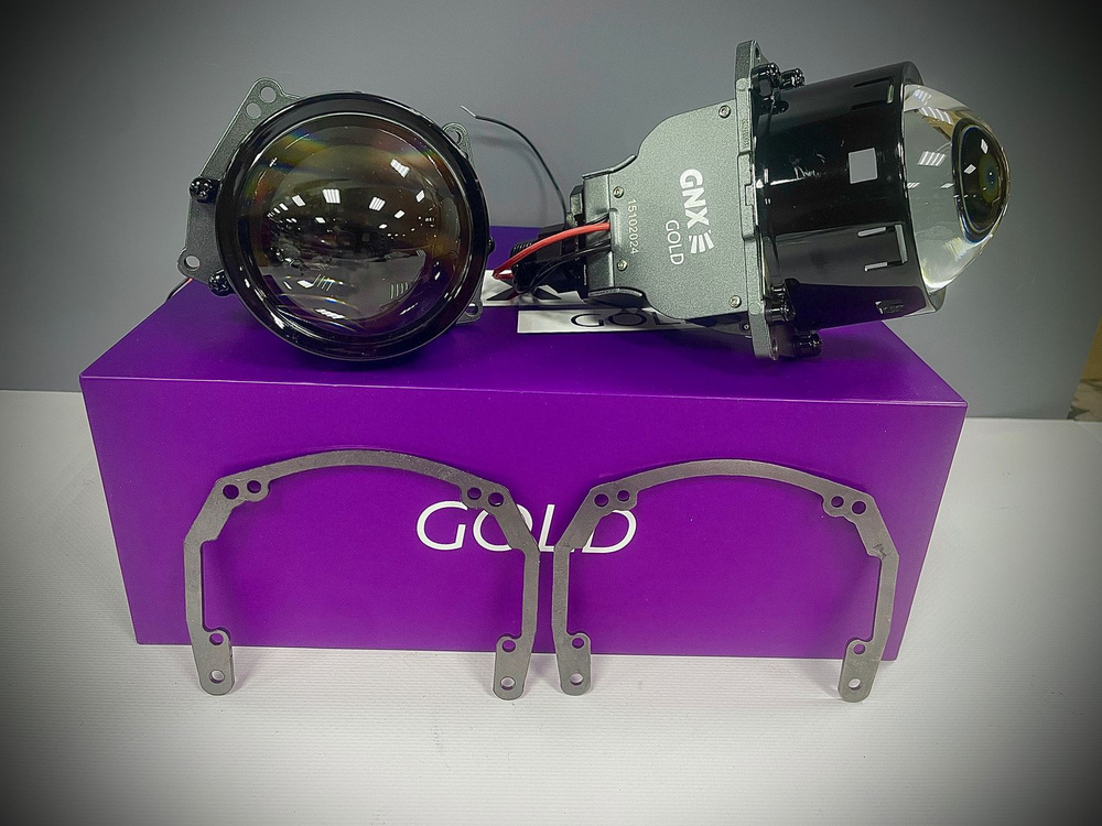 Би лед линзы GNX GOLD для Volkswagen Touran 2003-2006 / 3 дюйма 50W 6000k / для фар Bosch на Фольксваген #1