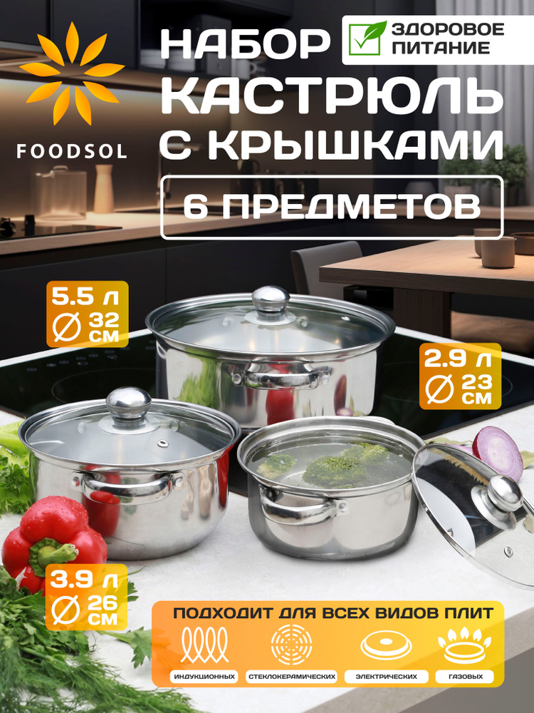 Набор кастрюль 2,9л, 3,9л и 5,5л / набор посуды для дома #1