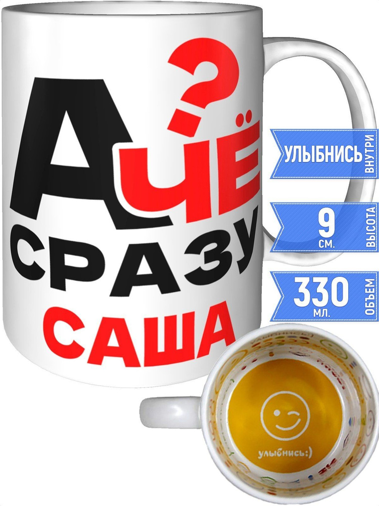 Кружка А чё сразу Саша? - внутри улыбнись #1