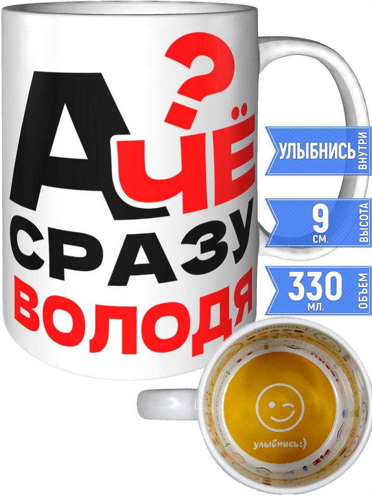 Кружка А чё сразу Володя? - улыбнись внутри #1