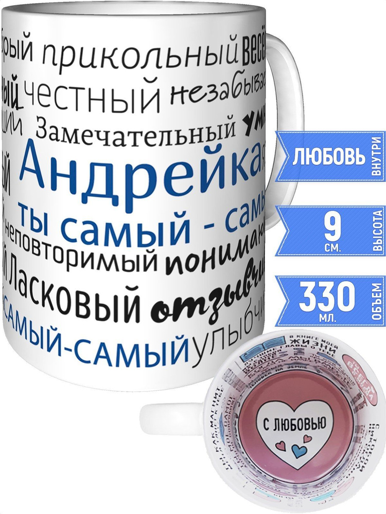Кружка комплименты Андрейка - с любовью внутри #1
