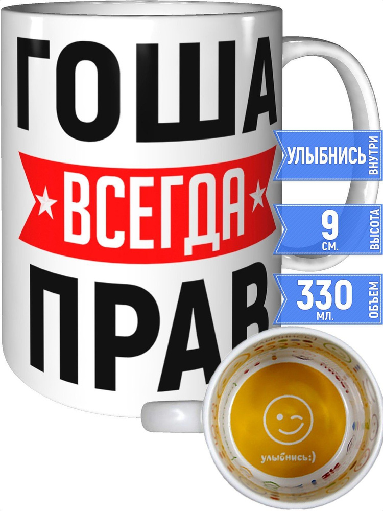 Кружка Гоша всегда прав - улыбнись внутри #1