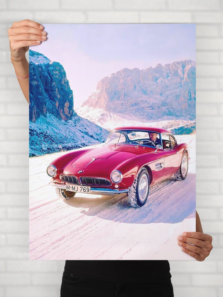 Плакат на стену для интерьера Легенды Авто (БМВ 507 - BMW 507) - Постер по машине формата A1 (61x84 см) #1