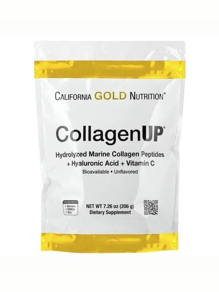 California Gold, CollagenUP, Пептиды морского коллагена с гиалуроновой кислотой и витамином C, 206 г #1