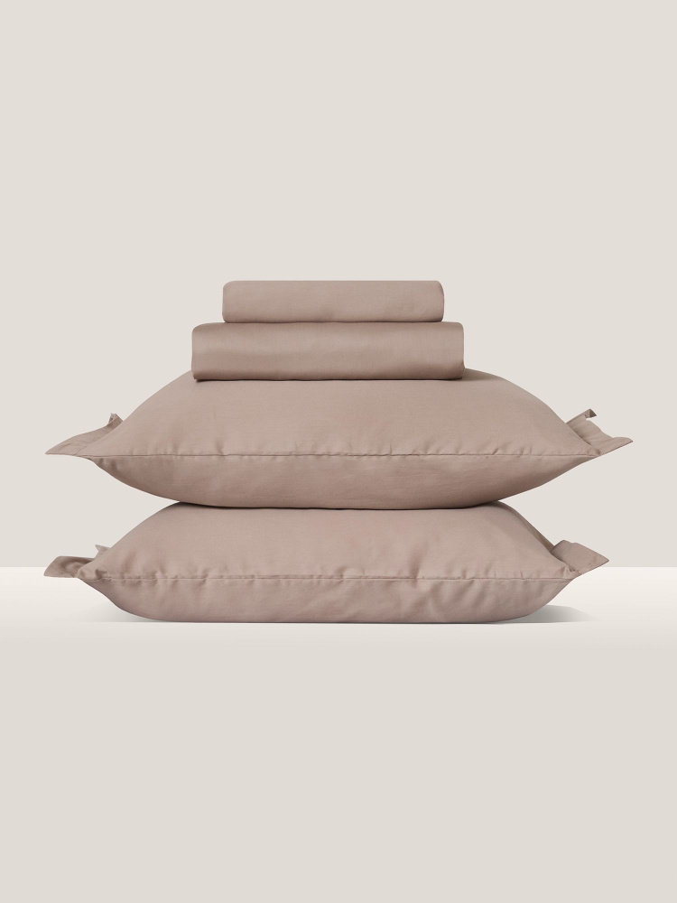 Cozy Home, Постельное белье 2 спальное сатин, 2 нав. 50х70, Миндаль/Almond #1