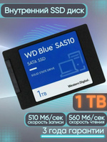 Western Digital 1 ТБ Внутренний SSD-диск , 2.5", SATA III 6 Гбит/с (WDS100T3B0A)