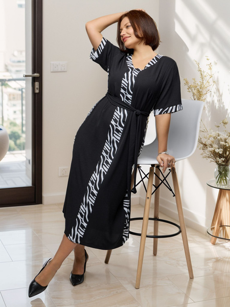 Платье Женский AFRI черный прямое Вечерний/праздничный Средний Жатка ...