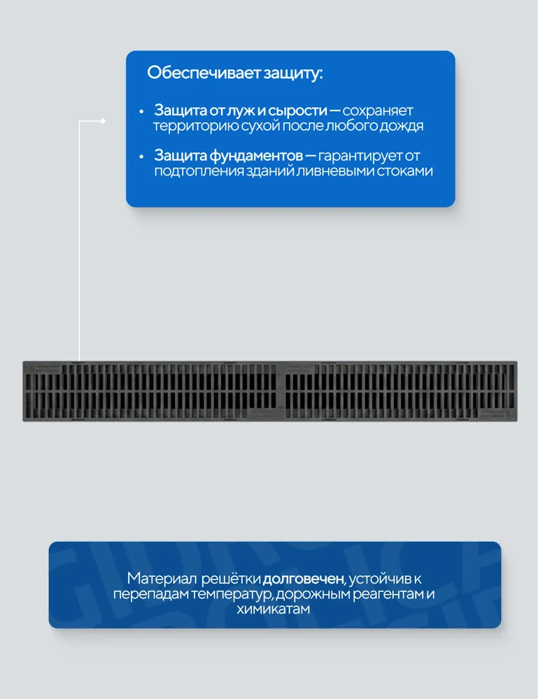 Комплект лоток водоотводный Gidrolica Light 1000х115х96 с решеткой пластиковой, класс А15, в упаковке 4 шт., 1000x115x96, 4 шт, фото 6