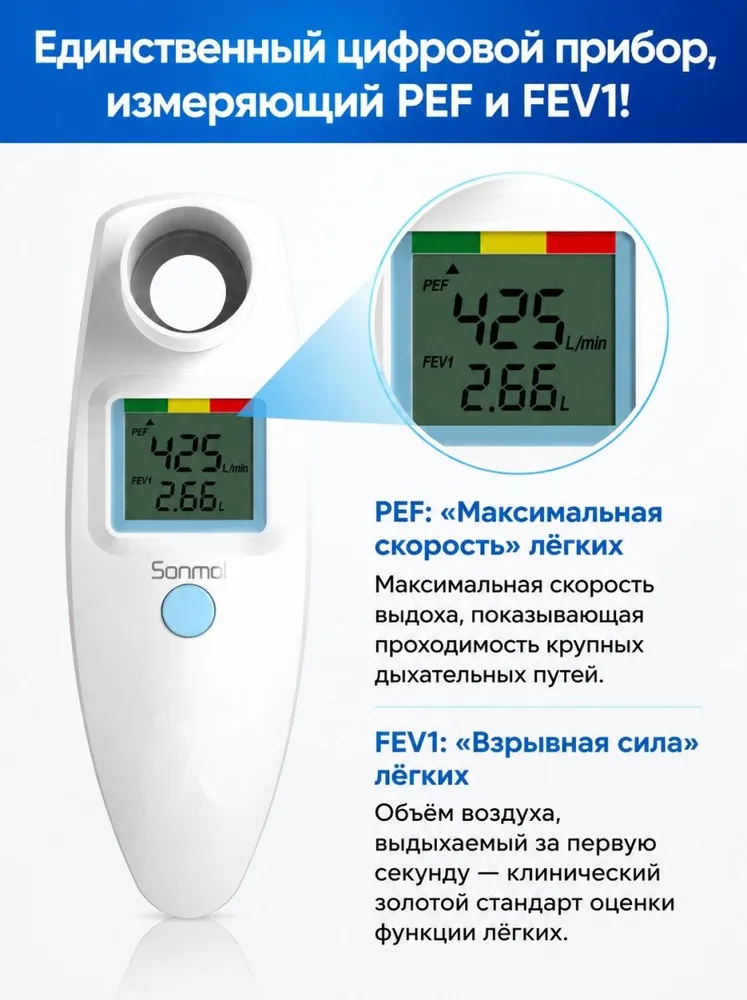 Sonmol Пикфлоуметр медицинский, спирометр, вариант, фото 6
