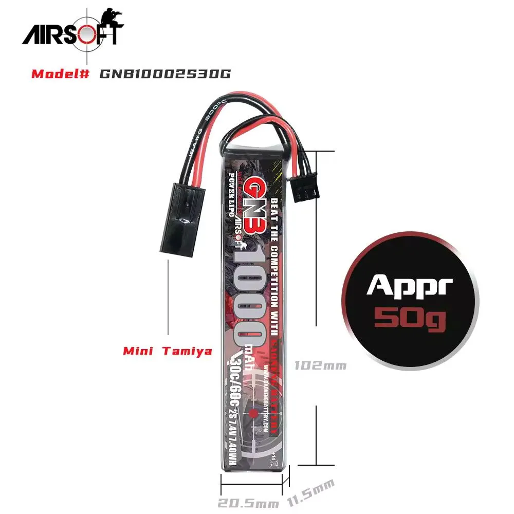 Gaoneng GNB 2S 7.4V 1000mAh 30C Mini Tamiya LiPo Battery Gaoneng GNB 2S 7.4V 1000mAh 30C Mini Tamiya LiPo Battery