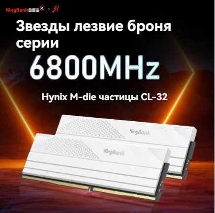 KingBank Оперативная память DDR5 White Heatsink UDIMM 6800MHz-24G*2 Hynix-M-Die(C32) 2x24 ГБ (K5.01.FPM5GM9506)