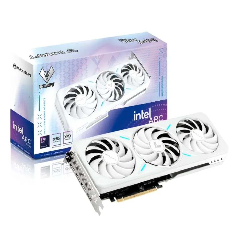 maxsun Видеокарта Intel Arc B580 iCraft 12G GDDR6, PCI-E x8 4.0, 192bit/2680-2850Mhz, 3xDP, HDMI 12 ГБ (MAXSUN Intel Arc B580 iCraft 12G)