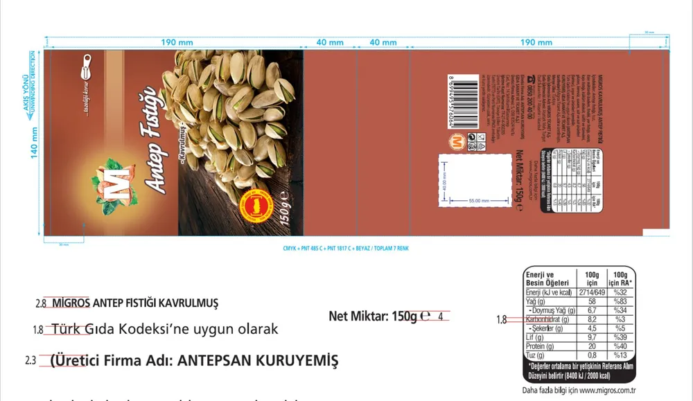 Migros - Жареные фисташки 150 г - Орехи, 150 г, фото 3