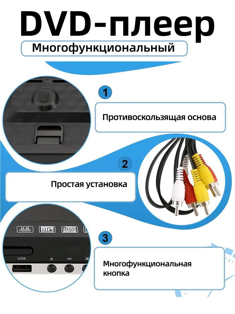 Портативный DVD-плеер и CD проигрыватель,/ В комплекте кабель HDMI и кабель, вариант, фото 5