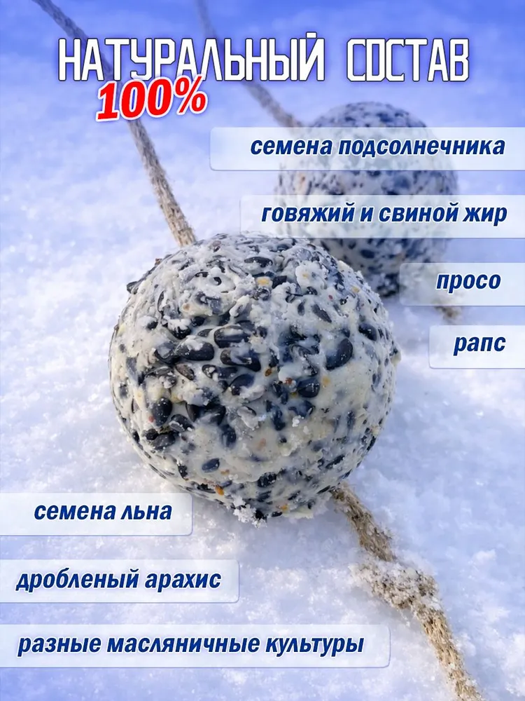 Два питательных средних жировых шара для птиц, вариант, фото 2